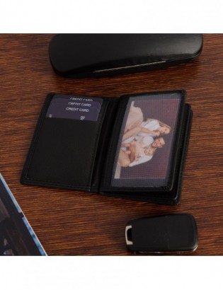 Etui na dokumenty karty granatowe skórzane slim Beltimore G01 - zdjęcie 5