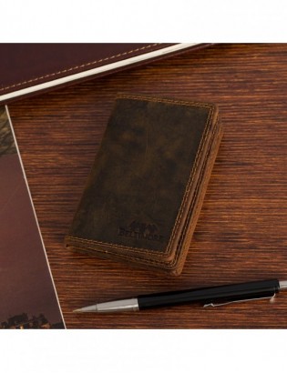 Etui na dokumenty karty skórzane slim RFID Beltimore brązowe G01 - zdjęcie 3