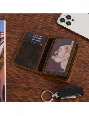 Etui na dokumenty karty skórzane slim RFID Beltimore brązowe G01 - zdjęcie 6