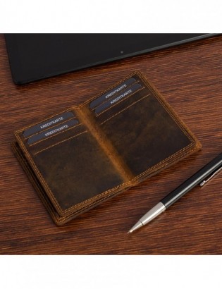 Etui na dokumenty karty skórzane slim RFID Beltimore brązowe G01 - zdjęcie 7