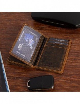 Etui na dokumenty karty skórzane slim RFID Beltimore brązowe G01 - zdjęcie 8