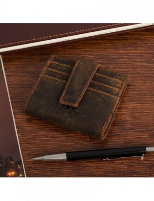 Etui na dokumenty karty skórzane slim RFID Beltimore brązowe G02 - zdjęcie 3