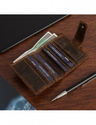 Etui na dokumenty karty skórzane slim RFID Beltimore brązowe G02 - zdjęcie 5