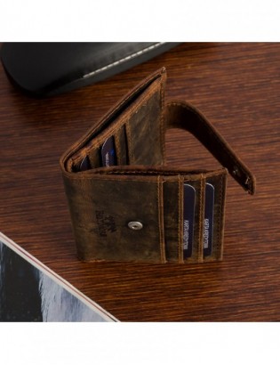 Etui na dokumenty karty skórzane slim RFID Beltimore brązowe G02 - zdjęcie 6