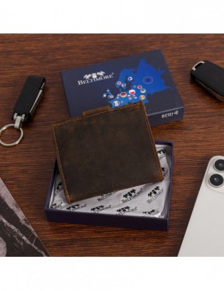 Etui na dokumenty karty skórzane slim RFID Beltimore brązowe G02 - zdjęcie 7