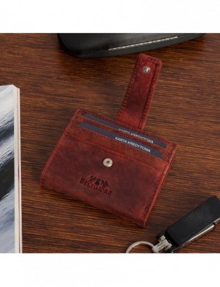 Etui na dokumenty karty skórzane slim RFID Beltimore czerwone G02 - zdjęcie 5