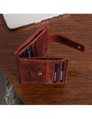 Etui na dokumenty karty skórzane slim RFID Beltimore czerwone G02 - zdjęcie 7