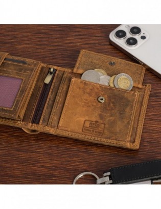 Portfel skórzany męski vintage poziomy klasyczny RFiD Beltimore brązowy S51 - zdjęcie 7