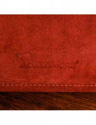 Skórzana listonoszka damska włoska zamszowa kuferek czerwona Beltimore B64 - zdjęcie 6
