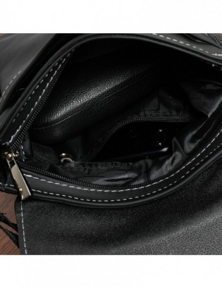 Czarno-biała mała męska torba z klapą skóra naturalna beltimore F20 - zdjęcie 5