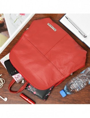 Plecak skórzany czerwona torebka elegancka poręczna Beltimore 021 - zdjęcie 2