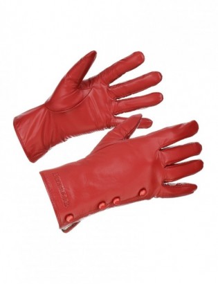 Rękawiczki skórzane damskie czerwone polar l/xl BELTIMORE K26 - zdjęcie 1