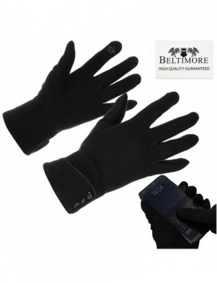 Rękawiczki damskie czarne dotyk polarek uni BELTIMORE K28 - zdjęcie 1