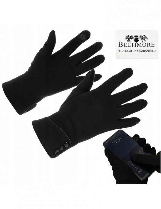 Rękawiczki damskie czarne dotyk polarek uni BELTIMORE K28