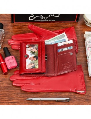Skórzany portfel rękawiczki damskie zestaw prezent A04K25 - zdjęcie 4