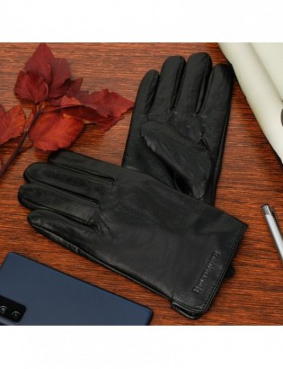 Zestaw męski skórzany portfel poziomy rękawiczki czarne Beltimore T87 - zdjęcie 10