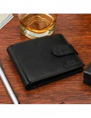 Zestaw męski skórzany portfel poziomy rękawiczki czarne Beltimore T84 - zdjęcie 10