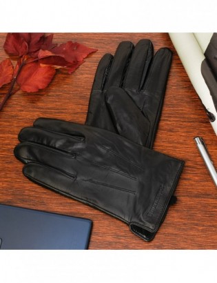 Zestaw męski skórzany portfel pionowy rękawiczki czarne Beltimore T82 - zdjęcie 13