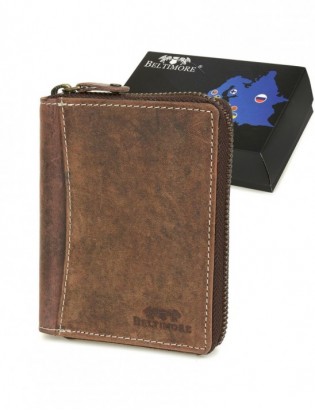 Brązowy duży portfel skórzany męski skóra nubuk Beltimore vintage G71 - zdjęcie 1