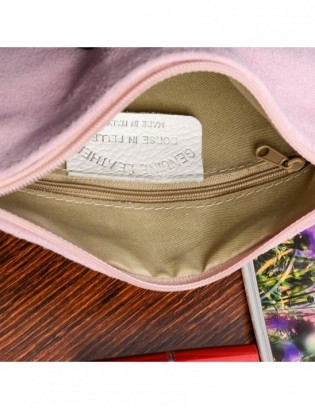 Torebka damska mała wizytowa zamszowa jasno różowa miękka pasek regulowany X52 - zdjęcie 6