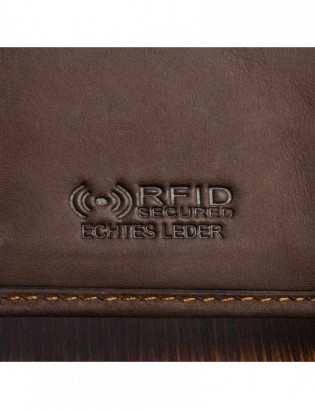 Portfel męski skórzany brązowy poziomy z zapinką pojemny Beltimore RFiD I46 - zdjęcie 4