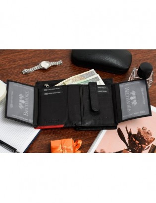 Damski skórzany portfel duży pionowy RFiD czarny BELTIMORE 039 - zdjęcie 2