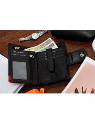 Damski skórzany portfel duży pionowy RFiD czarny BELTIMORE 039 - zdjęcie 6