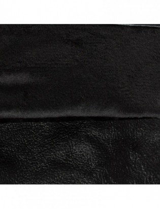 Rękawiczki skórzane damskie czarne polar pięciopalczaste skóra cielęca K40 - zdjęcie 5