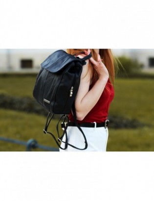 Brązowy plecak skórzany damski POLSKI B5 z klapą S41 - zdjęcie 7