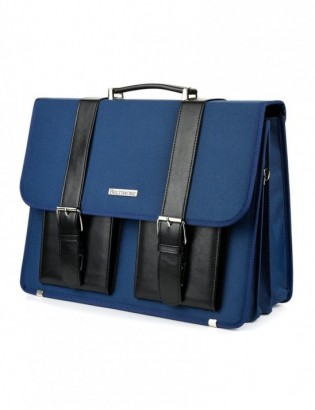 Beltimore luksusowa męska aktówka teczka torba duża na laptopa niebieska I36 - zdjęcie 1