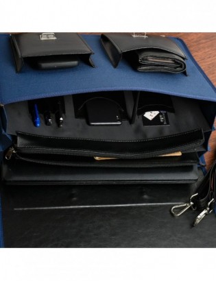 Beltimore luksusowa męska aktówka teczka torba duża na laptopa niebieska I36 - zdjęcie 2