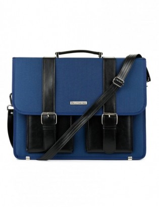 Beltimore luksusowa męska aktówka teczka torba duża na laptopa niebieska I36 - zdjęcie 3