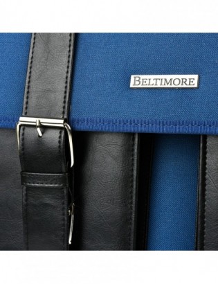 Beltimore luksusowa męska aktówka teczka torba duża na laptopa niebieska I36 - zdjęcie 5