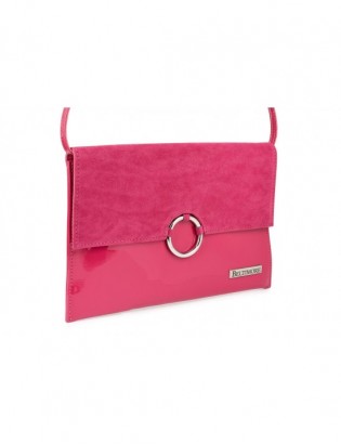 Różowa oryginalna damska torebka kopertówka na pasku usztywniana W63 - zdjęcie 1