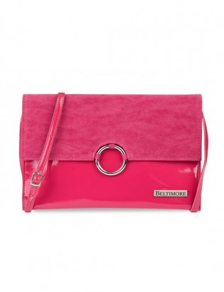 Różowa oryginalna damska torebka kopertówka na pasku usztywniana W63 - zdjęcie 2