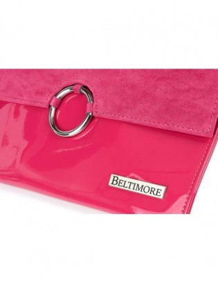 Różowa oryginalna damska torebka kopertówka na pasku usztywniana W63 - zdjęcie 4