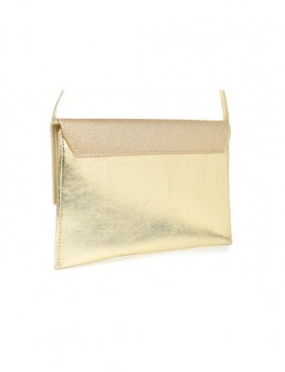 Złota oryginalna damska torebka kopertówka na pasku usztywniana W63 - zdjęcie 3