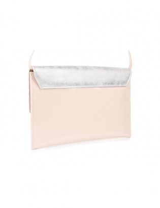 Różowo- srebrna oryginalna damska torebka kopertówka na pasku usztywniana W63 - zdjęcie 3