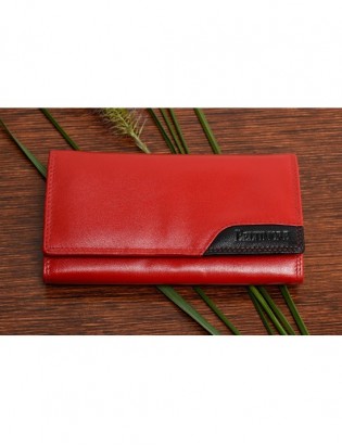 Damski skórzany portfel duży na bigiel poziomy retro RFiD czerwony BELTIMORE 043 - zdjęcie 4