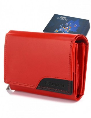 Damski portfel skórzany czerwony duży RFiD Beltimore 036 - zdjęcie 1