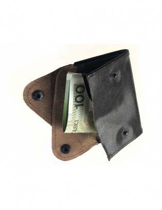 Banknotówka portfel czarny etui na pieniądze retro uniseks skórzane G63 - zdjęcie 2