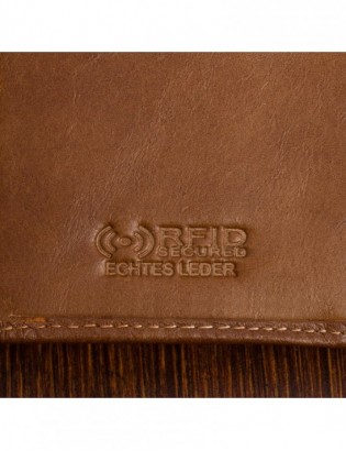 Portfel męski skórzany mały brązowy z wsuwką na banknoty RFiD Beltimore L47 - zdjęcie 4