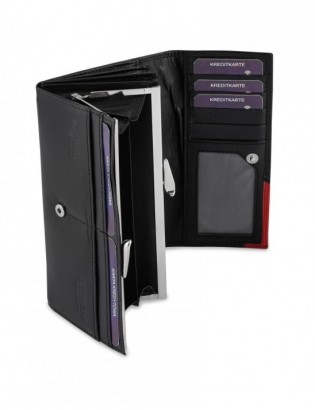 Damski skórzany portfel duży poziomy retro RFiD czarny BELTIMORE 040 - zdjęcie 8