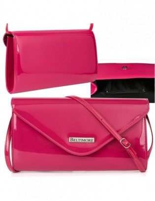Różowa lakierowana damska torebka wieczorowa kopertówka BELTIMORE M78 - zdjęcie 1