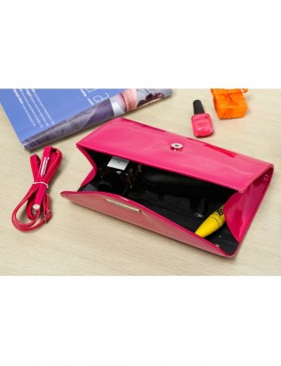 Różowa lakierowana damska torebka wieczorowa kopertówka BELTIMORE M78 - zdjęcie 4