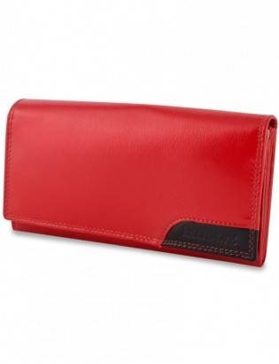 Damski skórzany portfel duży poziomy retro RFiD czerwony BELTIMORE 040 - zdjęcie 8