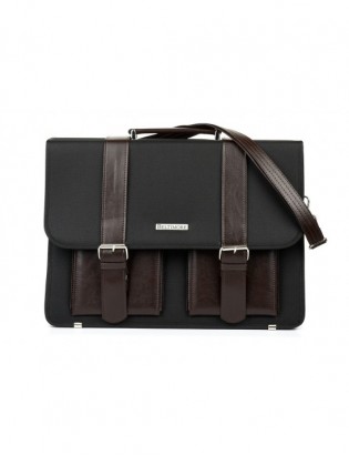 Beltimore luksusowa męska aktówka teczka torba duża na laptopa czarno-brązowa I36 - zdjęcie 2