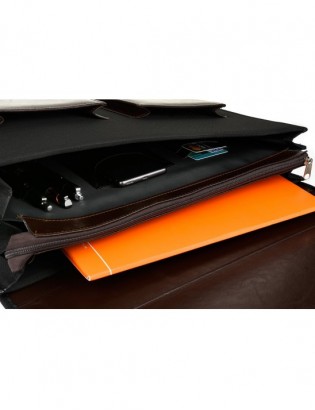 Beltimore luksusowa męska aktówka teczka torba duża na laptopa czarno-brązowa I36 - zdjęcie 4