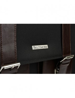 Beltimore luksusowa męska aktówka teczka torba duża na laptopa czarno-brązowa I36 - zdjęcie 6