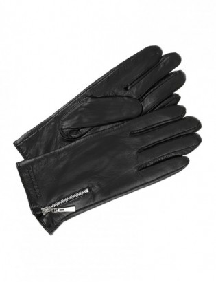 Rękawiczki skórzane damskie czarne polar BELTIMORE  K27 - zdjęcie 3